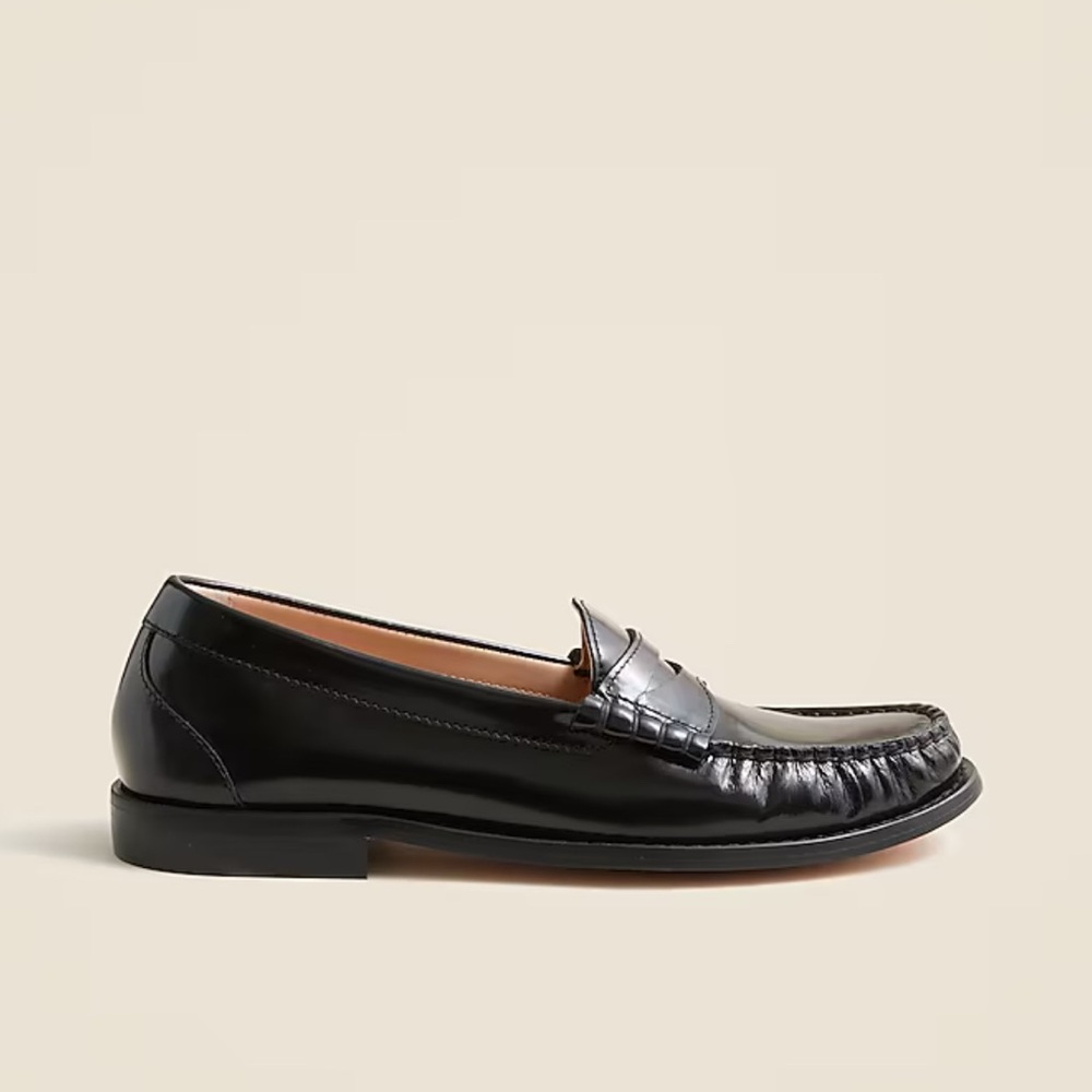 J. Crew Black Leather Penny Loafers Slip-On - Picture 2 of 10